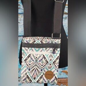 Dakine White Teal Black Patterned Crossbody Bag